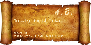 Antaly Boglárka névjegykártya